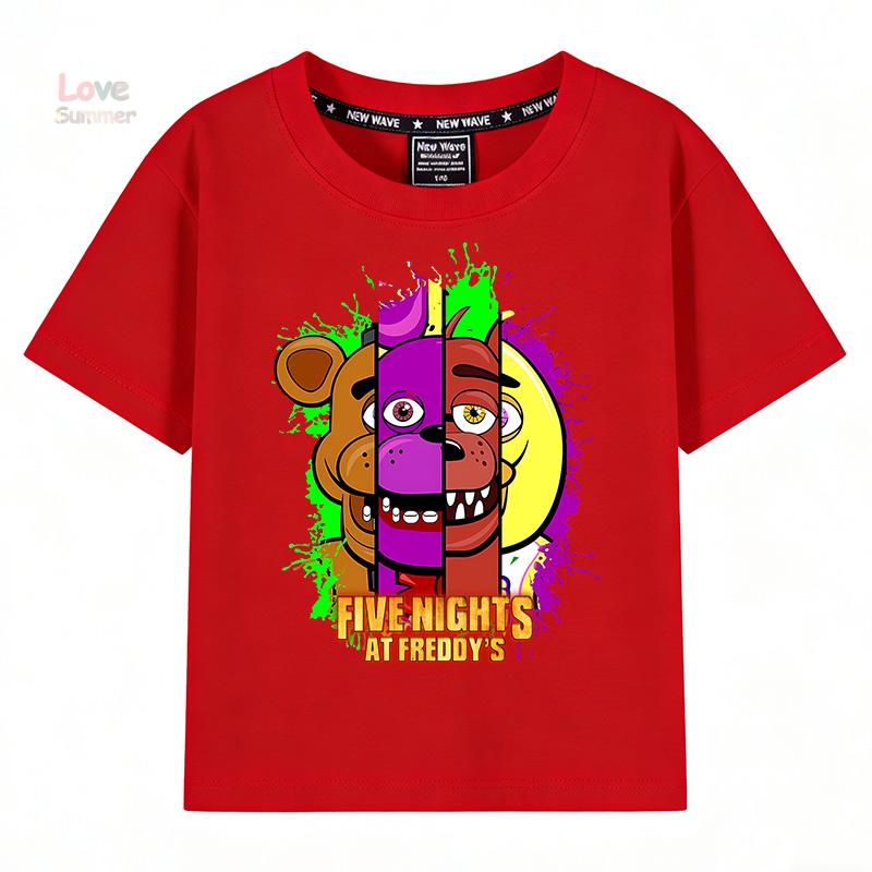 Футболка 4-14 лет FNAF В Фредди детская футболка с круглым вырезом мальчики девочки с коротким рукавом