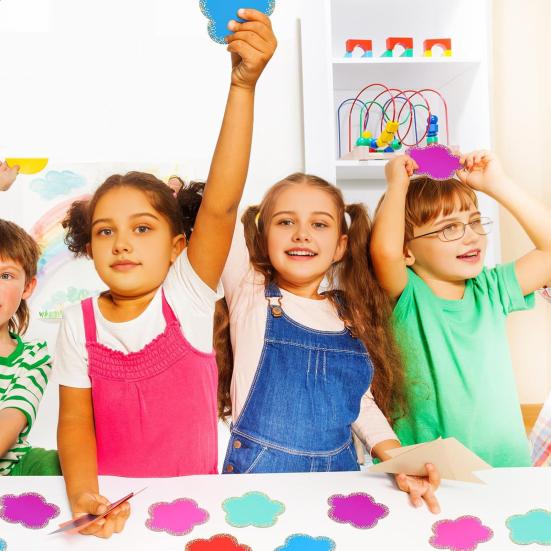 Yousheng 90 Sheets Colorful Decorative Borders Star Paper Cutting Bulletin Board Cutouts DIY Classroom Supplies