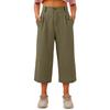 Capris Pants For Women Cotton Linen Casual Summer Straight Wide Leg Loose Drawstring Elastic Waist Cropped Trouser