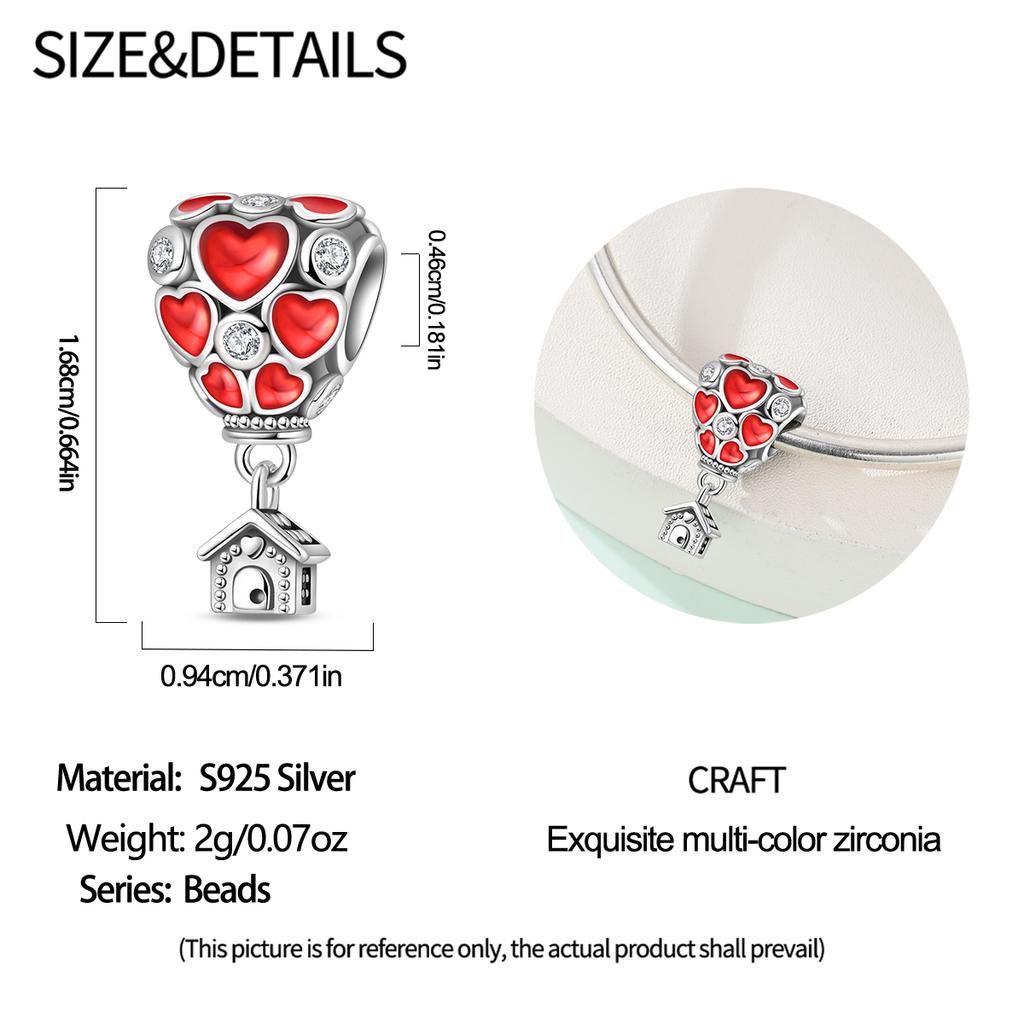 Медь Милая Роза Красный Воздушный Шар Бисером Любовные Шармы Подходят Оригинальному Браслету Изготовление Ювелирных Изделий Женский Подарок