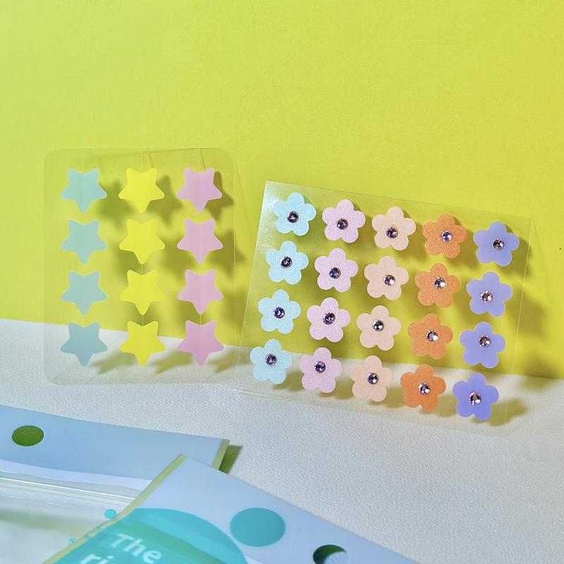 12 шт. Звездообразные разноцветные гидроколлоидные пластыри от прыщей для ухода за кожей лица, изолирующие от загрязнения воздуха, закрытые акне, маскирующие недостатки