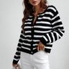 Women's Autumn And Winter Button Striped Knitted Cardigan Long Sleeve Sweater