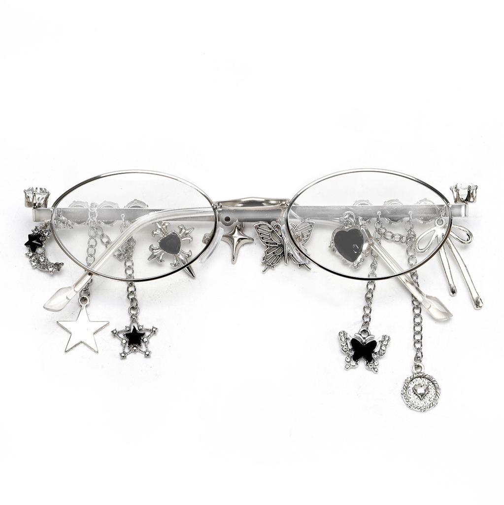 Модные Милые Крутые Острые Очки для Девушек Sakura Fashion Star Бриллиантовые Маленькая Оправа Эллиптические Очки для Женщин Очки