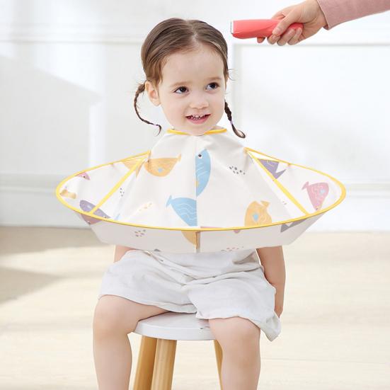 Детская накидка для стрижки с рисунком из мультфильма, водонепроницаемая накидка для стрижки волос, парикмахерский фартук и нагрудник, складной дизайн зонта