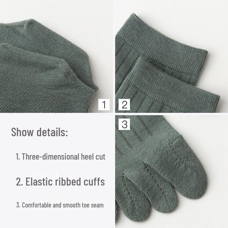 Мужские дышащие полосатые хлопковые носки с пальцами - Против грибка стопы, Влагоотводящие короткие носки