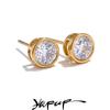 Yhpup High-Grade AAA Shiny Cubic Zirconia Round Stud Earrings Luxury Stainless Steel Daily Premium Jewelry Accessories
