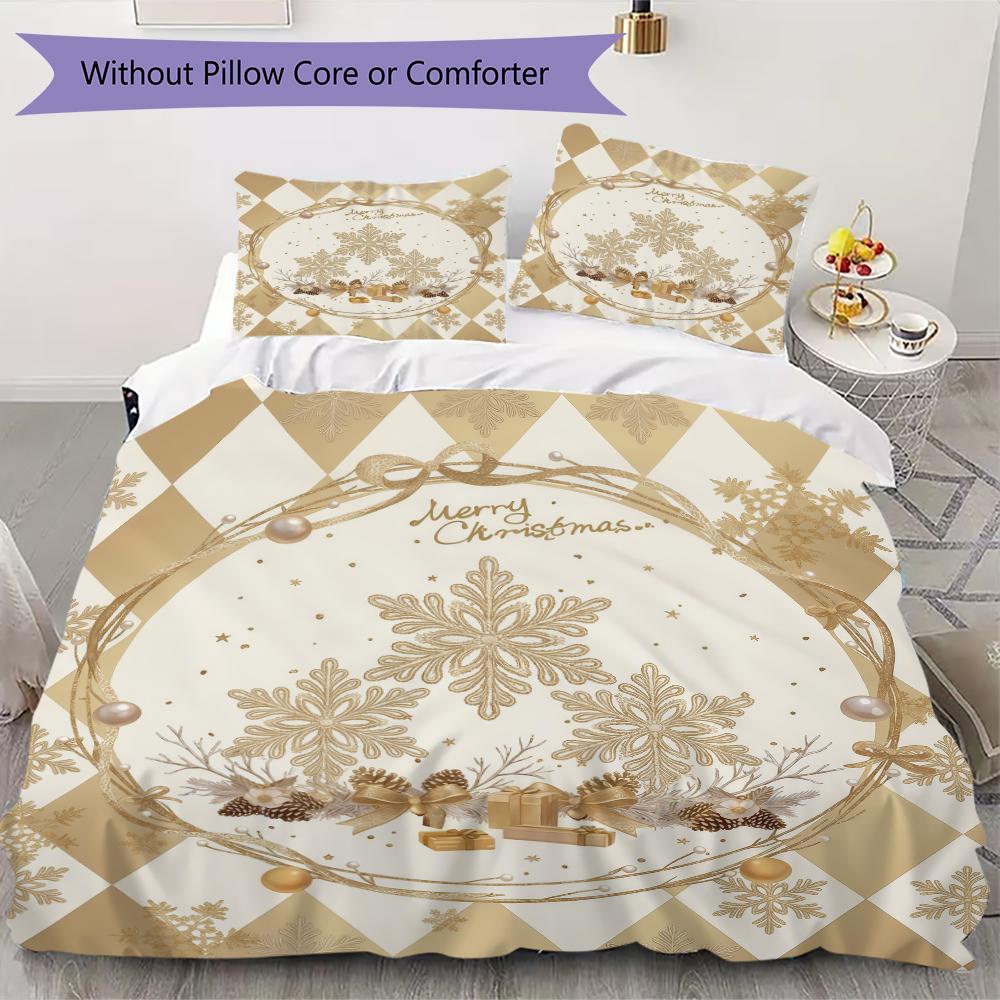 Christmas Book Wreath Pattern Bedding uilt Set uilt Cover Pillowcase Home Decoration Birthday Gift (1 * duvet cover + 2 * pillowcase without core)_XIA