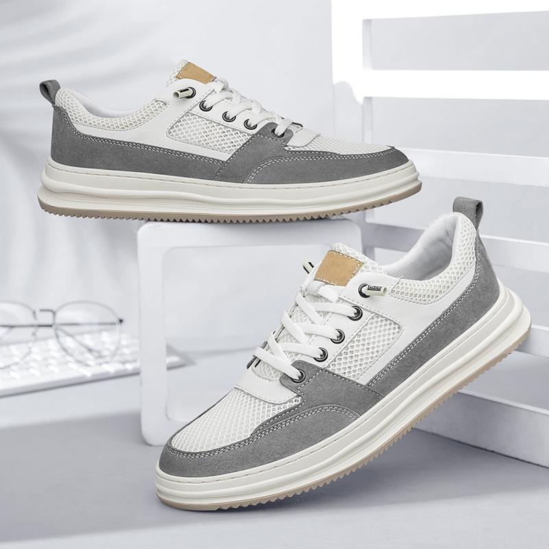 High Quality Men Casual Shoes Breathable Men Leather Sneakers Handmade Man Skateboard Shoes New Design Sport Flats Lace-Up Shoes