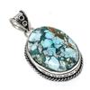 Natural Tibetan Turquoise Gemstone 925 Sterling Silver Pendant 2.05" P4q51