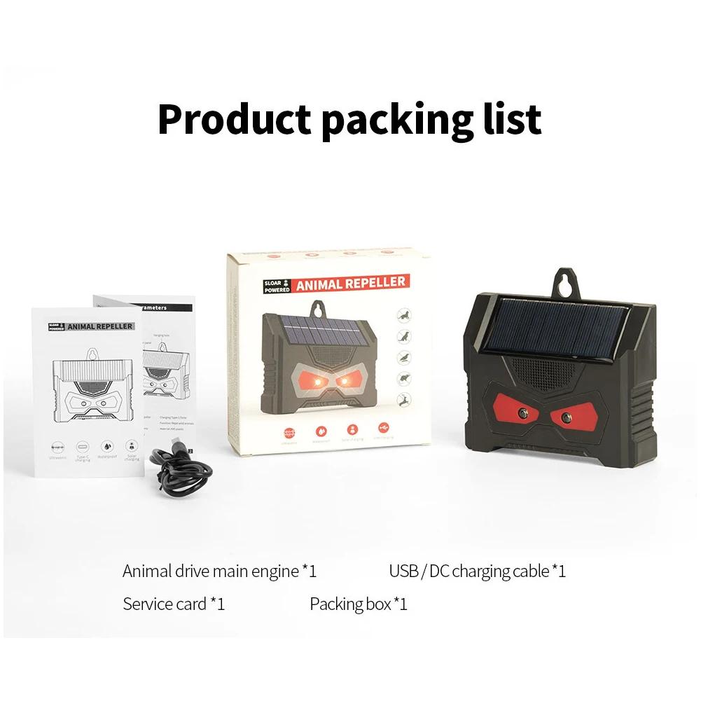 Solar Ultrasonic Animal Repeller Deer Deterrent Devices with LED Flashing Light Deer Dog Squirrel Skunk Cat Repellent Devices