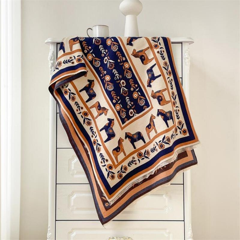 Women S European Style Pony Pattern Thick Warm Versatile Casual Neck Scarf