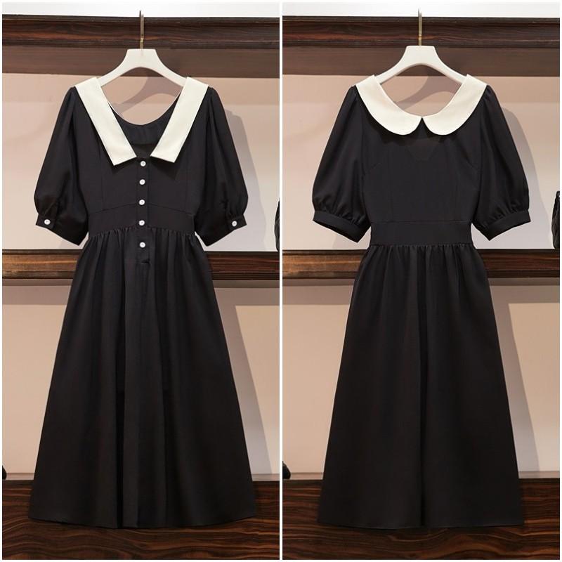 L ~ 4XL женское платье двусторонняя одежда большой размер талии женское летнее новое стильное французское двустороннее платье для полных женщин