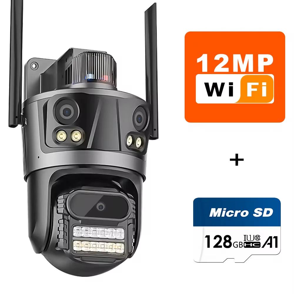 LS VISION ICsee Security PTZ Camera 6K 12MP HD Three Lens 8X Zoom Outdoor WiFi Wireless CCTV Video Surveillance Auto Tracking Home Protection