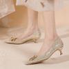 3Cm Low-heeled Wedding Shoes 2025 New Main Wedding Dress Bride Shoes High Heels Women's Thin Heels Are Not Tired and Can Be Worn Daily