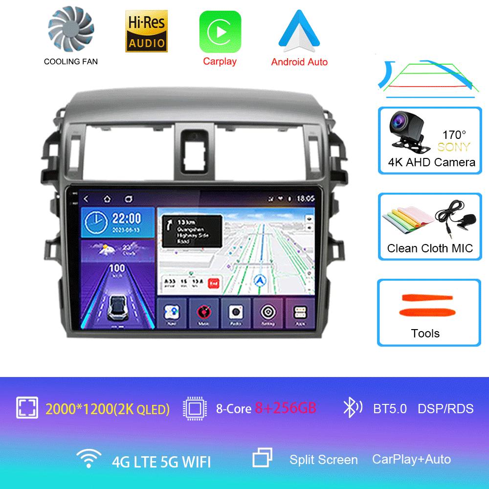 Android 14 Carplay 2din видеоплеер Автомагнитола для Toyota Corolla E140/150 2006 - 2013 4G GPS Мультимедийный плеер Стерео
