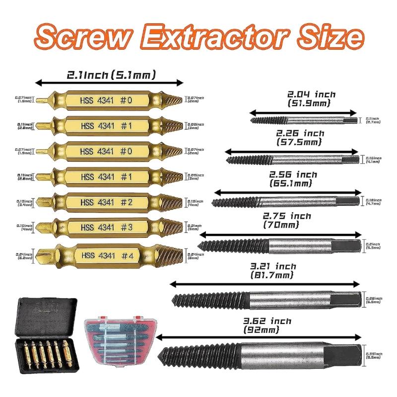 12pcs Bolt Remover Screw Extractor HSS Screw Remover Drill Bits with Hex Shank and Spanner for Broken /Damaged Bolt Stud