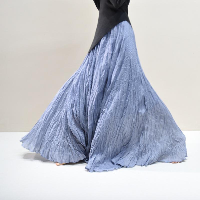 Женские льняные макси-юбки Летние Бохо Однотонные Пляжные Эластичные С высокой талией Плиссированные А-силуэта Легкие Расклешенные Длинные Макси-юбки Эластичная талия Длинная юбка для женщин