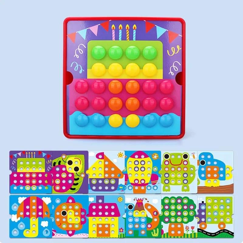 New Mushroom Nail DIY Cartoon Handmade Toys Children's Montessori Educational Toys Intelligent 3D Puzzle Game Jigsaw Board Gifts