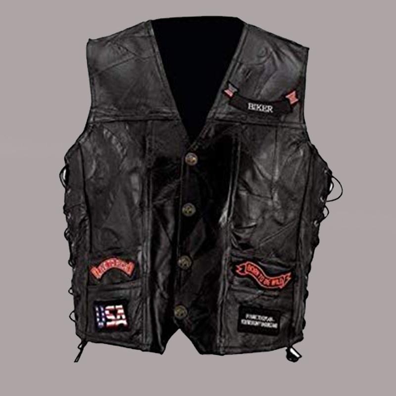 Fashion Leather Biker Motorcycle Vest Punk Vest Concealed Carry Biker Vest with Patches Motorcycle Jackets