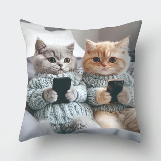 Милый чехол на декоративную подушку с кошкой, с принтом мультяшного животного, наволочка для диванной подушки для дивана, спальни