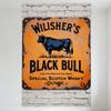 Винтажная ржавая металлическая вывеска Черный Бык Виски Паб Декор - WILISHER'S Black Bull Special Шотландский Виски Данди Барная Вывеска для Мужской Комнаты