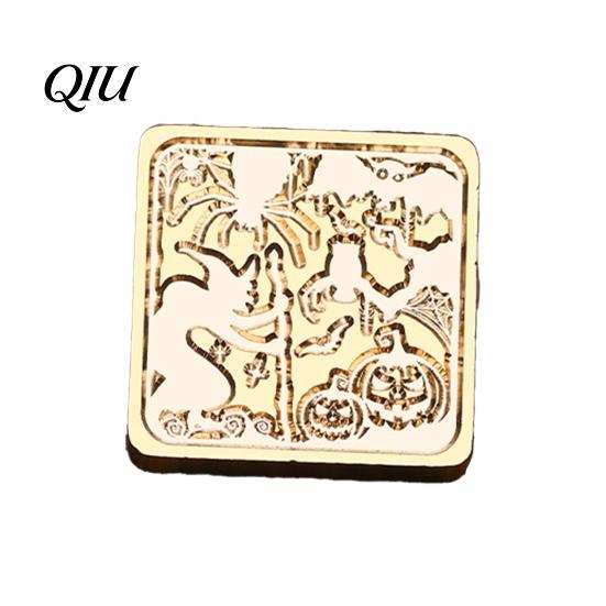 Wax Seal Head Replacement Halloween Themed Brass Stamp Head, Pumpkin Ghost Witch Bat Engraved Hand Account Decoration Sealing for Envelope Journal