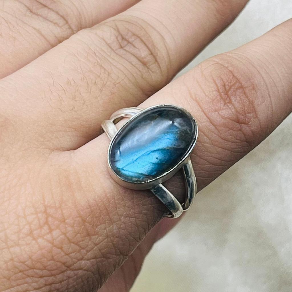 Натуральный лабрадорит из стерлингового серебра 925 пробы, ювелирные изделия ручной работы из драгоценных камней, кольцо ручной работы, эффектные ювелирные изделия