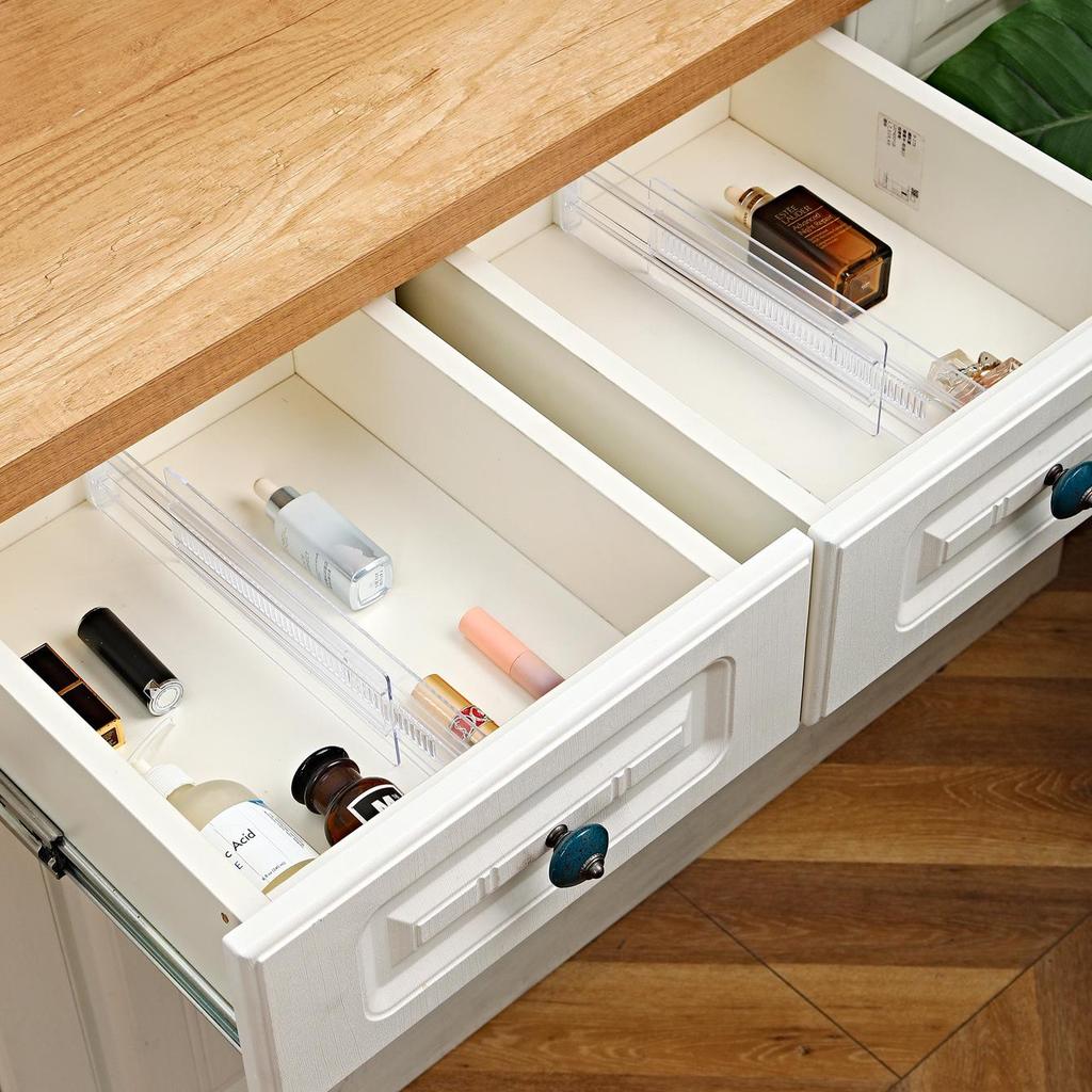 Adjustable Transparent Drawer Dividers with Foam Ends, Expandable and Retractable, Multiple Pack