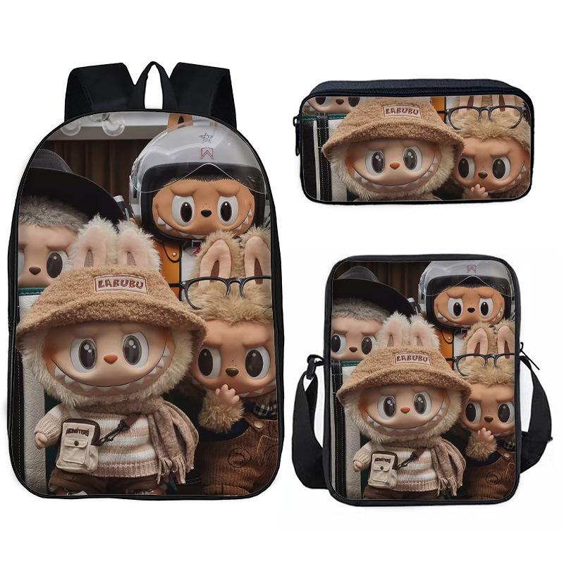 Значок для школьной сумки с рисунком, набор из трех предметов: сумка для еды, пенал для учеников начальной и средней школы