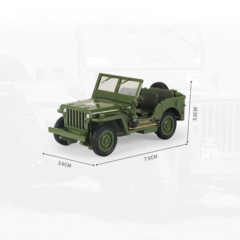Масштаб 1/43 JEEP WILLYS Военный армейский автомобиль Миниатюрная модель Сплав цинка Игрушечная машинка Свободный ход Литой металл Коллекция Подарок для детей