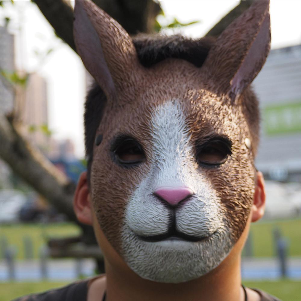 Realistic 3D Rabbit Mask Creative Props Headcover PU Foam Dress Up Adult Night Club Halloween Easter Party Decor Carnival Favors