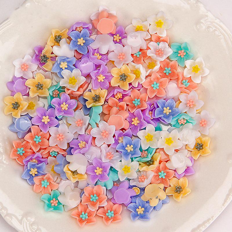 50Pcs 3D Mini Flower Flatback Resin Accessories Diy Craft Phone Patches Material