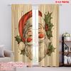 2pcs,2D Plane Printing Curtains Vibrant Santa Claus Head Polyester Easy Install (without Rod) All Seasons Ldeal for Living Room