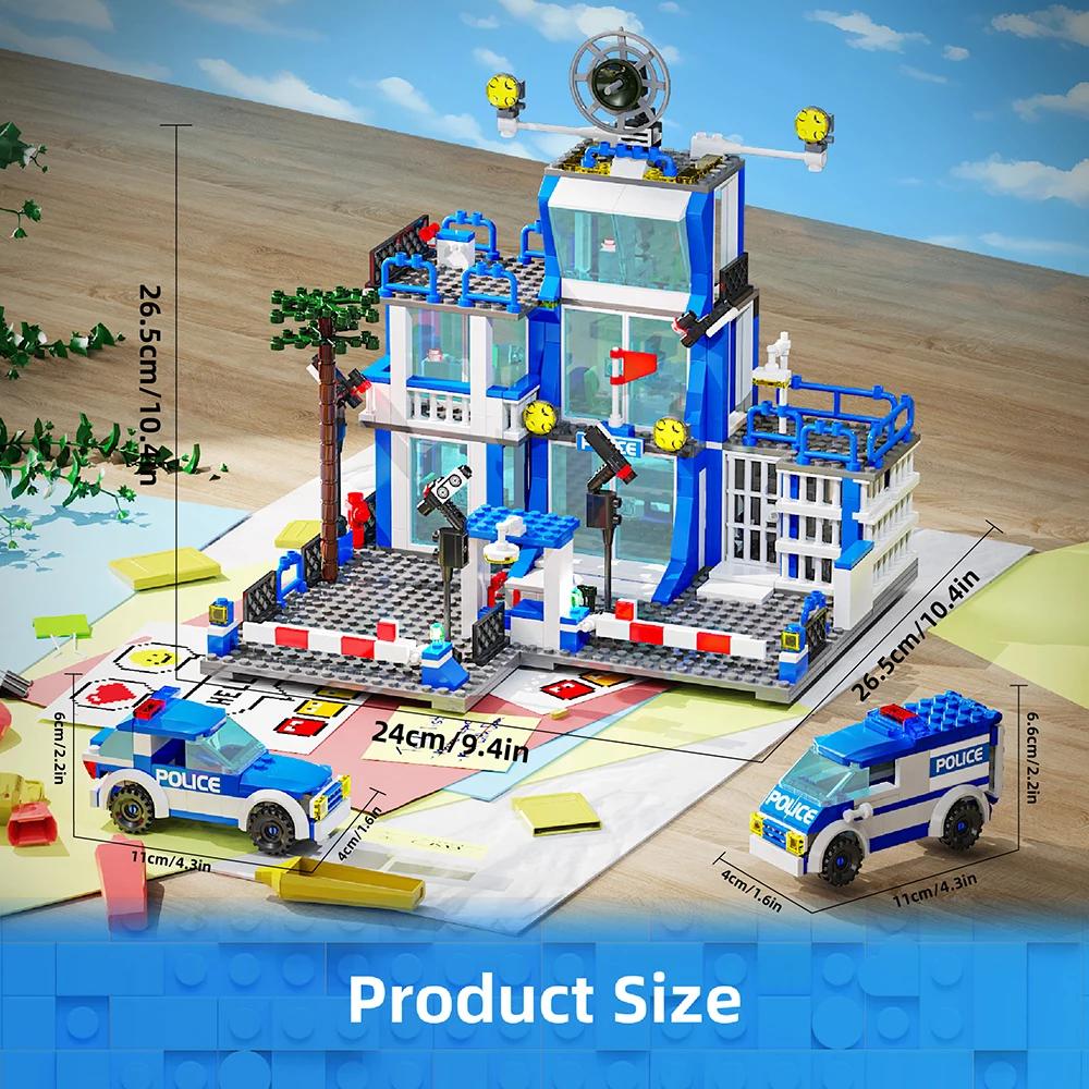 City Police Station Building Blocks Sets Craft Toys DIY Toys Car Decoration Crafts Animation Derivatives Children Toys