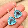 Lovely Blue Topaz Gemstone Handmade 925 Solid Sterling Silver Earrings For Wedding Gift