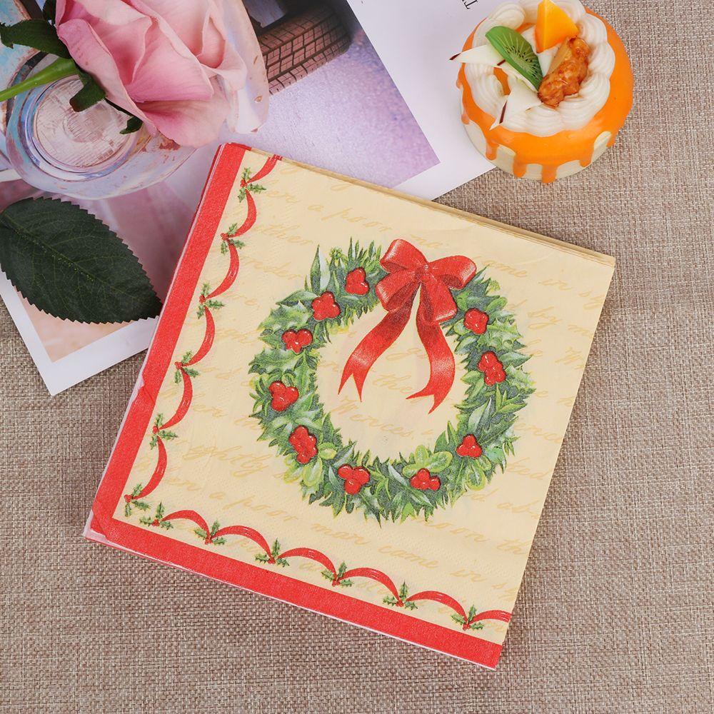 20pcs Party Supply Santa Claus Cute Christmas Decoration Towel Serviette Printing Paper Napkin