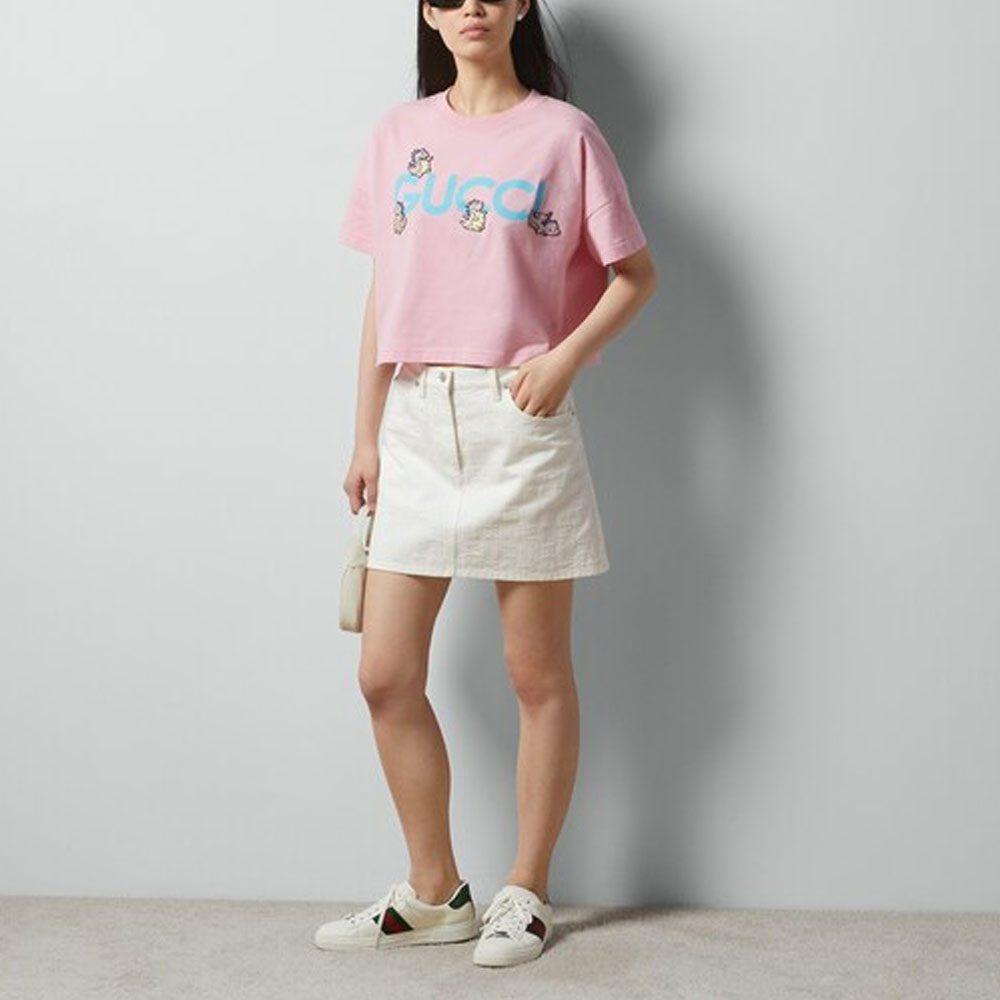 Gucci Женская футболка с заниженной линией плеча SS24 779016-XJGED-5358