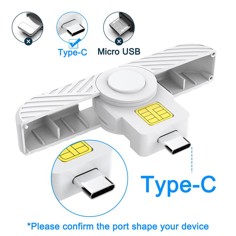 USB-C IC Смарт-кардридер для Банковской карты ID-карты Портативный Type-C Адаптер для SIM-карты для Телефона Ноутбука ПК Подача Налогов Cac