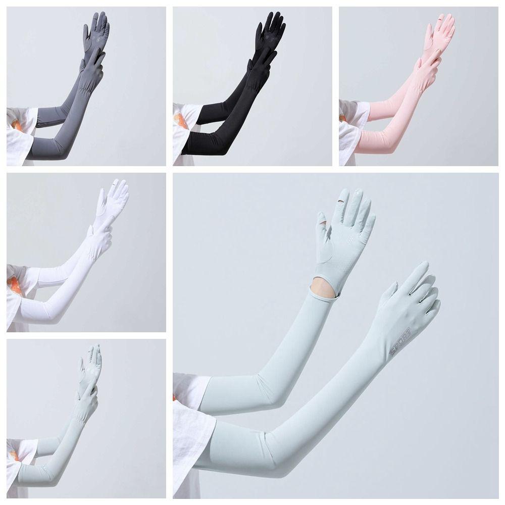 Elastic Long Ice Silk Sleeves Thin Cycling Gloves Breathable Sunscreen Arm Covers Outdoor