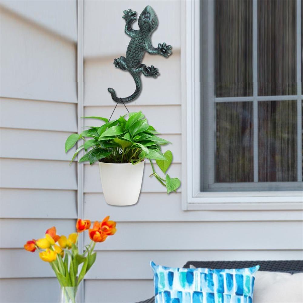 Cyan Gecko Shaped Hook 17*9cm Cast Iron Hook Decorative Coat Hat Hook For Home Decoration