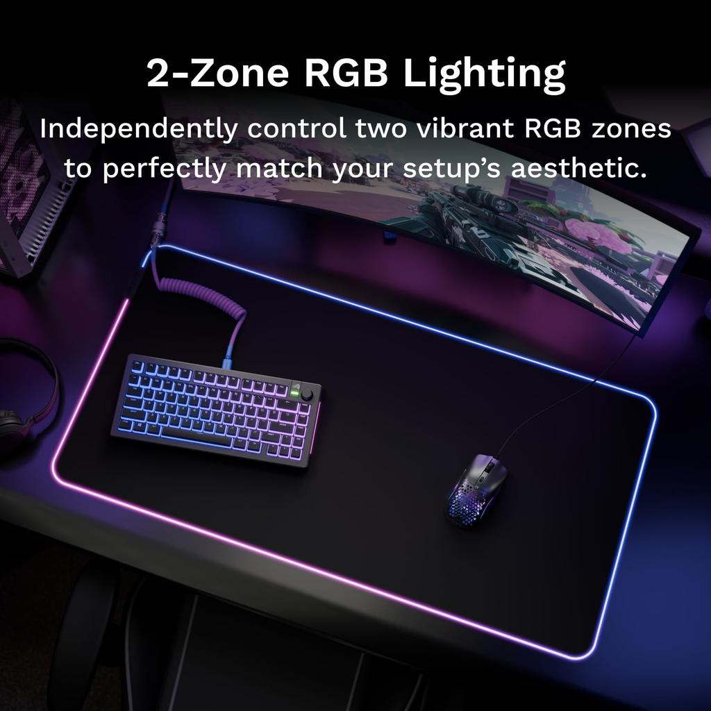 Великолепный Коврик для мыши 2 GLED XXL Черный RGB-подсветка Тканевый Игровой коврик для мыши x MS0774 (915 460мм) GLO-MP2-GLED-XXL-B