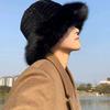 Fox Fur Plush Hat for Women, Winter Korean Style, Face-Slimming, Thickened and Warm Fisherman Hat, Japanese Style, Large Head Circumference,