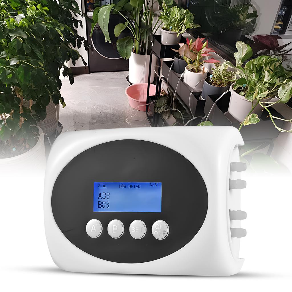 3W Solar Automatic Watering Device Dual Pump Timed Irrigator for 15 Pots LCD Display USB/Solar