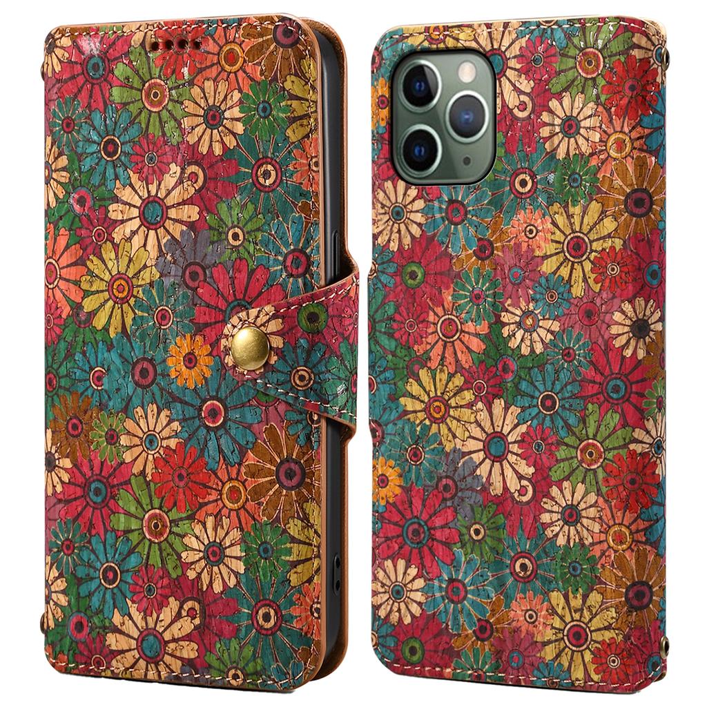 For iPhone 11 Pro Leather Case Floral Printing Stand Wallet Phone Cover