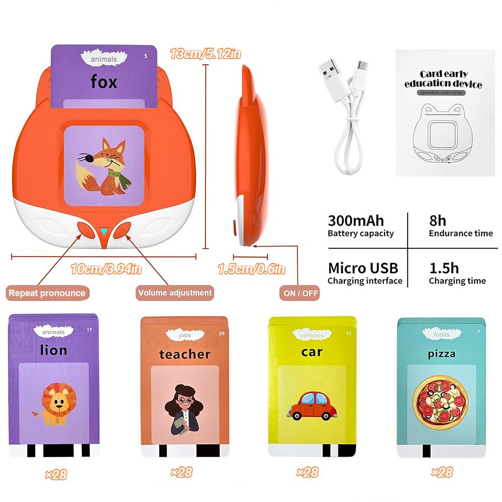 Развивающие карточки для малышей, говорящие, Образовательное устройство «Лиса», для малышей, Монтессори, Речь, Ранняя образовательная игрушка, Животные, Сенсорные игрушки, Подарок на день рождения