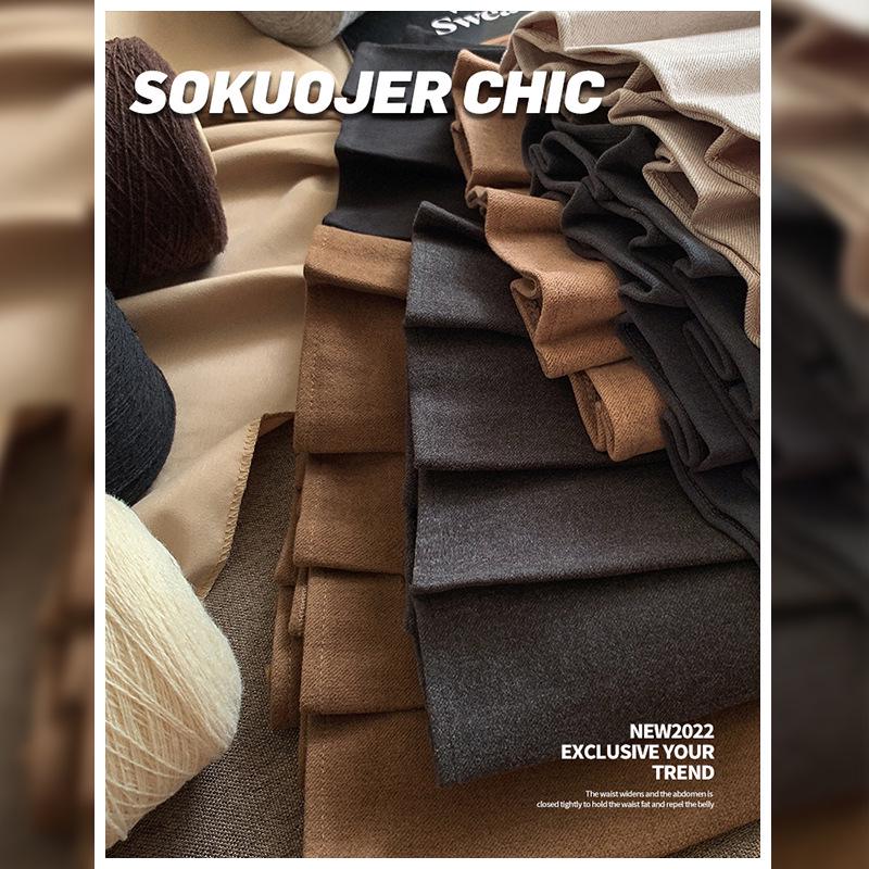 Женская высококачественная черная юбка А-силуэта плиссе из смесовой шерсти - Плотная, с высокой посадкой, стройнящая, большого размера, короткой длины для осени и зимы.