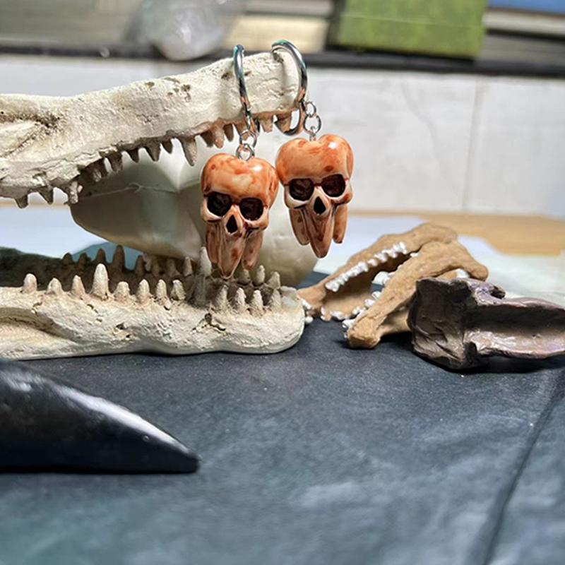 Серьги в виде черепа в готическом стиле на Хэллоуин, серьги в виде черепа и зуба, смоляные, готические, панк, темные, ужасные, ювелирные изделия, висячие, женский подарок