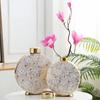Marble Pattern Ceramic Vase Classical Storage Jar with Cover Flower Pot Floral Desk Decoration Gold Vases Vintage Home Decor
