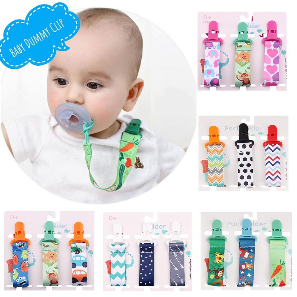 3PCs Pacifier Chain Bracket Dummy Clips Cartoon Print Child Pacifier Clips Nipple Holder Infants