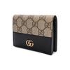 Кошелек-бифолд для карточек Marmont GG из канвы и кожи с золотым логотипом и винтажным узором для женщин бежевый и черный